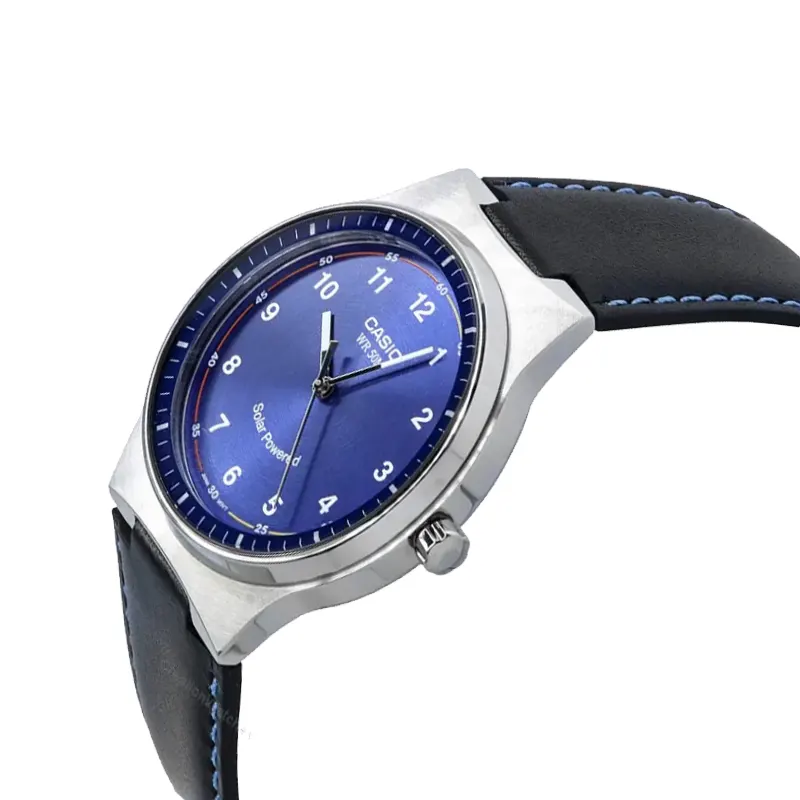 Casio Solar Blue Dial Leather Strap Men's Watch | MTP-RS105L-2BV